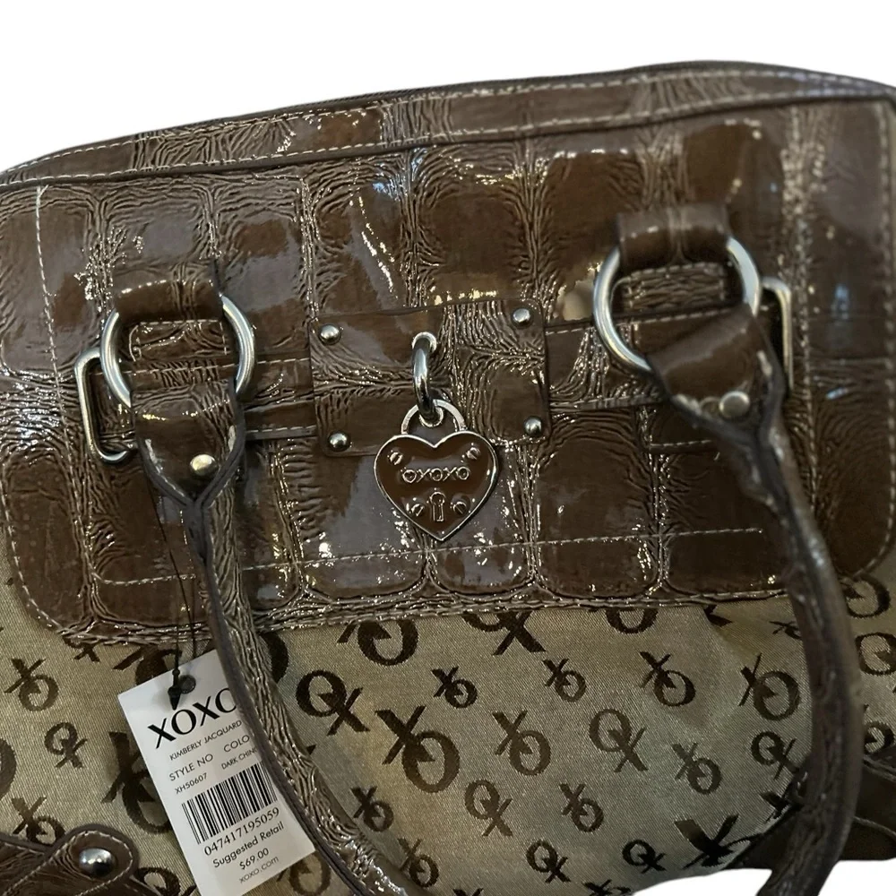XOXO‎ Women's Satchel Handbag Dark Cognac with Heart Charm